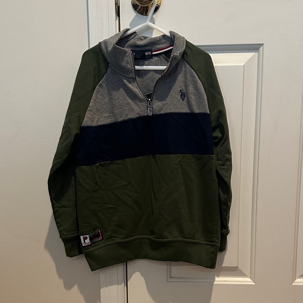 U.S. Polo Assn. Olive and Charcoal Zip-Up Sweater